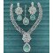 Elegant Teardrop CZ Necklace Set with Leaf Chain and Matching Tikka