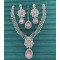 American Diamond Bridal Jewelry Set – Necklace, Earrings & Maang Tikka with Floral Motif