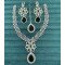 Crystal Teardrop Jewelry Set – Leaf Pattern Necklace + Earrings + Maang Tikka
