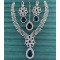 Bridal Tear Drop Pendant Set – Floral CZ Necklace + Earrings + Maang Tikka