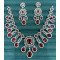 Statement Bridal Necklace Set Radiant Square Pendant with Teardrop Danglers