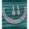 Bridal Necklace and Earrings Set for Women – CZ Diamond, Teardrop, Silver-Tone, Wedding Jewelry Set