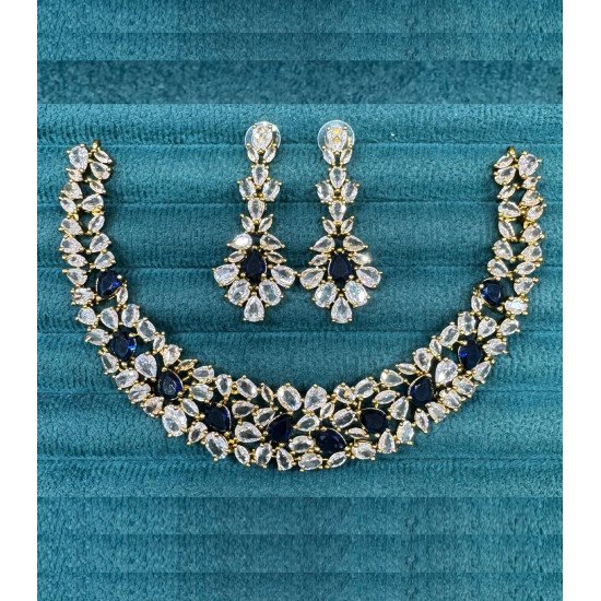 Bridal Necklace Earring Set with Teardrop CZ Stones – Diamond Look Wedding Jewelry