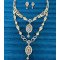Designer Gold-Tone Necklace and Earrings Set – Ethnic Heritage Jewelry with Enamel Detailing