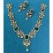 Regal Emerald Green Necklace & Earrings Set – Gold Plated Bridal Jewelry with Pearls & CZ Diamonds
