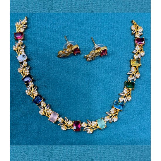 Designer American Diamond Necklace Set for Bride – Party & Wedding Wear