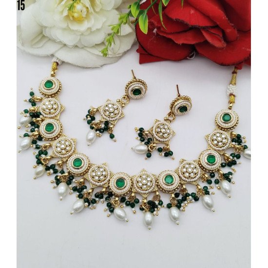  Royal Kundan-Inspired Statement Necklace Set with Ruby Accents