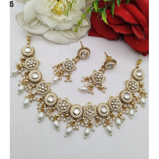  Royal Kundan-Inspired Statement Necklace Set with Ruby Accents