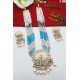 Beaded Kundan Chand Pendant Bridal Necklace Set with Earrings