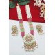 Pastel Colors Meenakari Multistrand Bridal Necklace Set with Pearl Drops 