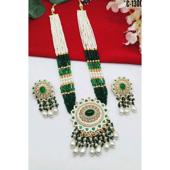 Pastel Colors Meenakari Multistrand Bridal Necklace Set with Pearl Drops 