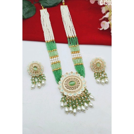 Pastel Colors Meenakari Multistrand Bridal Necklace Set with Pearl Drops 