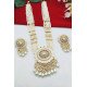 Pastel Colors Meenakari Multistrand Bridal Necklace Set with Pearl Drops 