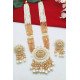 Pastel Colors Meenakari Multistrand Bridal Necklace Set with Pearl Drops 