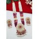 Pastel Colors Meenakari Multistrand Bridal Necklace Set with Pearl Drops 