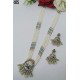 White Pearl Multistrand Meenakari Peacock Pendant Necklace Set