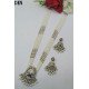 White Pearl Multistrand Meenakari Peacock Pendant Necklace Set