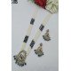 White Pearl Multistrand Meenakari Peacock Pendant Necklace Set