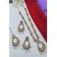 Antique Gold Floral Kundan Bridal Necklace Set with Pearl Drops 