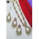 Antique Gold Floral Kundan Bridal Necklace Set with Pearl Drops 