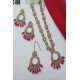 Antique Gold Floral Kundan Bridal Necklace Set with Pearl Drops 