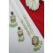 Green Mint Kundan Square Pendant Pearl Beaded Necklace Set