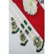 Green Mint Kundan Square Pendant Pearl Beaded Necklace Set
