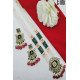 Green Mint Kundan Square Pendant Pearl Beaded Necklace Set