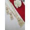 Elegant Pearl Beaded Temple Pendant Long Necklace Set
