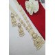 Elegant Pearl Beaded Temple Pendant Long Necklace Set
