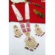 Multistrand Pearl Beaded Meenakari Bridal Necklace Set with Earrings