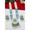 Turquoise Blue Beaded Kundan Long Necklace Set with Earrings
