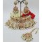 Royal Star Motif Green and Pink Kundan Bridal Choker Set with Earrings & Maang Tikka – Pearl & Meenakari Design