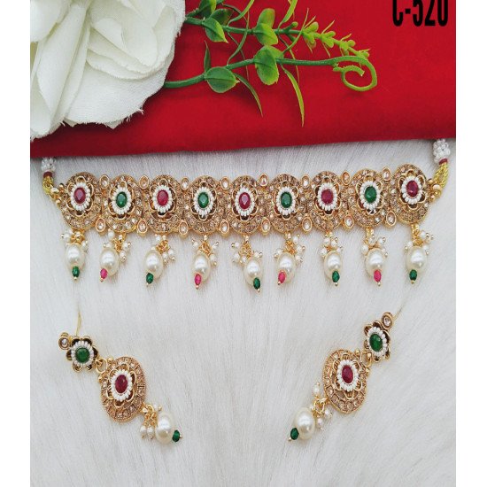 Traditional Multicolor Kundan Pearl Choker Set