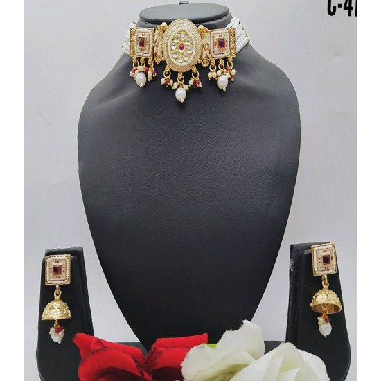 Royal Kundan Necklace Set – Red Accents