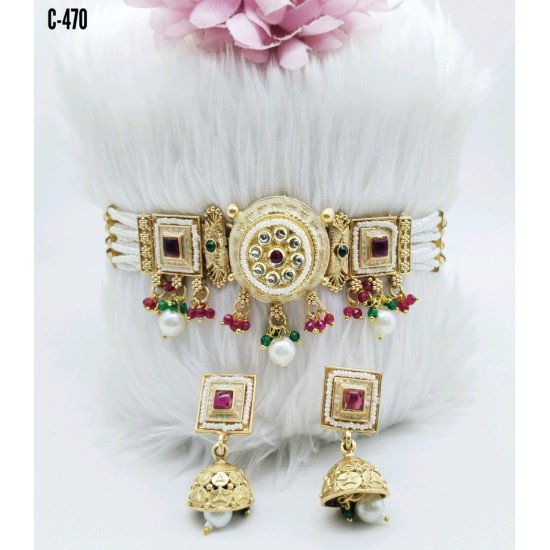 Statement Meenakari Necklace Set – Dual Color Fusion