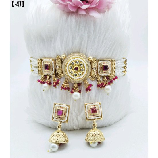 Classic Pearl & Kundan Bridal Necklace Set