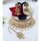 Diamond-Cut American Diamond Bridal Necklace Set – Gold Finish