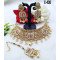 Dual Color Square Motif Kundan Bridal Choker Set with Earrings & Tikka