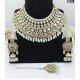 Luxurious Kundan Green Bead Bridal Necklace Set – Traditional Indian Jewelry with Earrings & Maang Tikka
