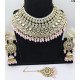 Luxurious Kundan Green Bead Bridal Necklace Set – Traditional Indian Jewelry with Earrings & Maang Tikka