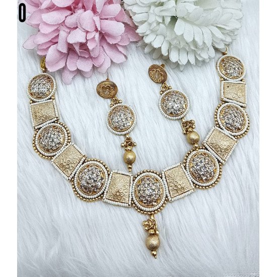 Heavy Kundan Style Gold Plated Choker Set with Ruby Accents