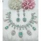Emerald Green Diamond-Cut American Diamond Necklace Set
