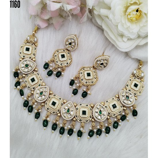 Floral Kundan Gold Necklace Set