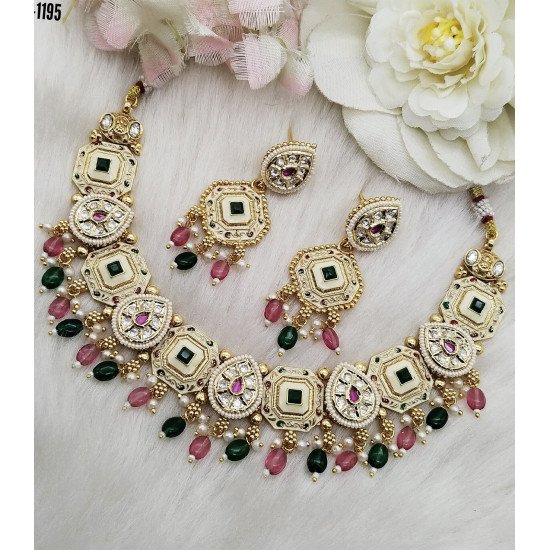 Floral Kundan Gold Necklace Set