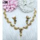 Antique Gold-Tone Crescent Motif Necklace Set with Green Stones