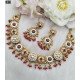 Royal Kundan Round Motif Choker Necklace Set with Pearl Drops