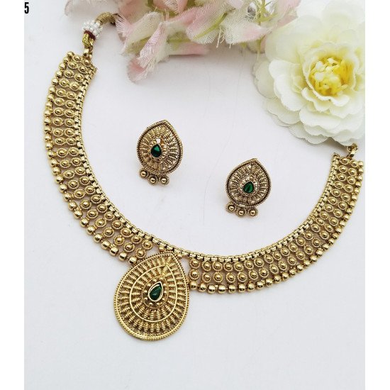 Floral Studded Gold-Tone Hoop Earrings & Necklace
