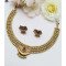 Designer Floral Studded Gold-Tone Hoop Earrings & Necklace