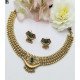 Designer Floral Studded Gold-Tone Hoop Earrings & Necklace